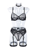 New Fashion Sexy Underwear Mesh Comfortable Slimming Gathering Steel Ring Four-piece Set