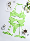 New Fashion Sexy Underwear Mesh Comfortable Slimming Gathering Steel Ring Four-piece Set