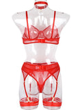 New Fashion Sexy Underwear Mesh Comfortable Slimming Gathering Steel Ring Four-piece Set