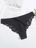 Lace Trim Knit Seamless Panties