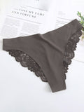 Lace Trim Knit Seamless Panties