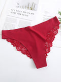 Lace Trim Knit Seamless Panties