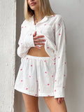 New floral long-sleeved tops and shorts two-piece casual suit