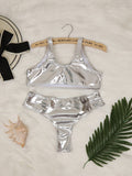 New reflective gold and silver one-piece swimsuits and split swimsuits