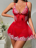 New women's sexy lingerie V-neck backless sexy lace suspender nightdress set