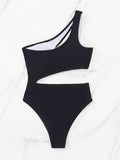 Ladies new black and white stitching contrasting color hollow swimsuit