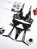 New embroidered bra retro decorative sexy push-up underwear set