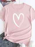 New women's casual cotton love pattern short-sleeved T-shirt