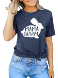 Women's Easter T-Shirt Funny MAMA Bunny Print Graphic T-Shirt