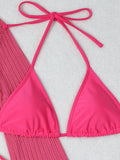 New mesh hollow drawstring swimsuit swimsuit bikini three-piece set