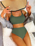 New solid color bikini vacation swimming sexy split swimsuit