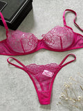 New temptation three-point thin hollow bra sexy underwear set