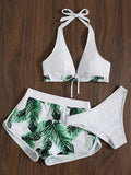 New fashionable multi-color printed sexy bikini three-piece set