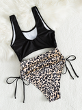 New leopard print U-shaped bikini spa swimsuit sexy strappy one-piece swimsuit