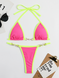 Women's swimwear sexy solid color bikini suit