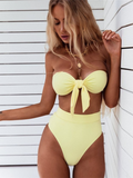 Women's high waist bikini tube top swimsuit