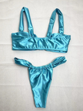 Fashion Sexy Women's Solid Color Smooth Bikini Set