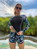 Diving surfing suit long sleeve fashion sunscreen printed split swimsuit women's clothing