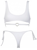 New two-piece swimsuit solid color love ring swimsuit