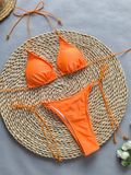 Women's bikini solid color two piece set