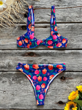 Women's new sexy low waist printed beach bikini set