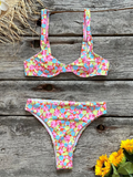 Women's new sexy low waist printed beach bikini set