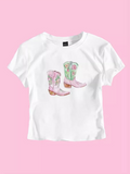 Y2K Boots Print Short Fashion Hot Girls T-Shirt