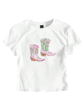 Y2K Boots Print Short Fashion Hot Girls T-Shirt