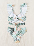 Women's Lace Print Cross Tie Sexy Two-Piece Bikini Swimsuit