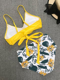 New Cross Strap High Waist Printed Two-Piece Women's Bikini Swimsuit