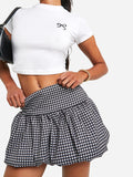 Casual Plaid A-Line Flared Mini Skirt