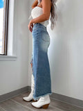 New high waist irregular raw edge denim skirt for women old washed skirt