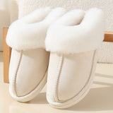 Winter suede fur mouth cotton slippers